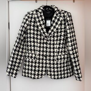 Kate Spade Black & White Houndstooth Tweed Blazer NWT Size 4